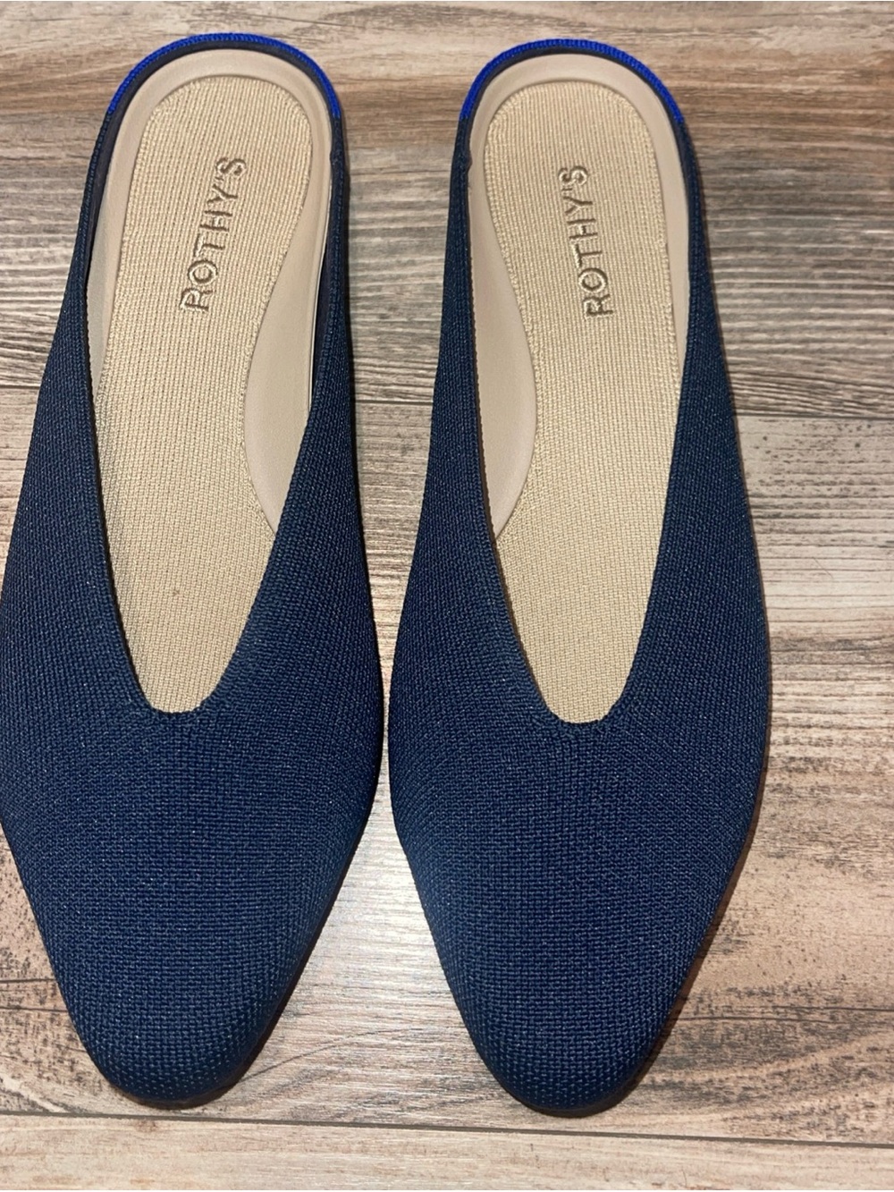 Rothy's The Almond Demi Mules In Navy Blue Size 9 Women's Slip On Comfort
